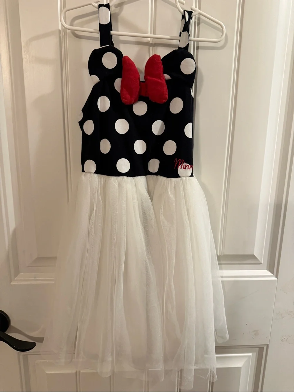 Disney Black & White Polka Dot Tulle Minnie Dress with Red Bow